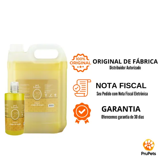 Shampoo Para Cães e Gatos Magia Do Argan Banho e Tosa Pet Family 5l Litros Profissional Hidratação