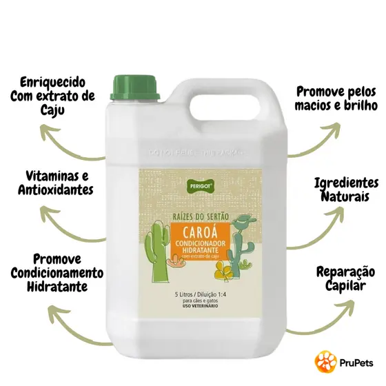 Condicionador Hidratante Caroá 5L Raizes do Sertão Perigot Para Cães e Gatos