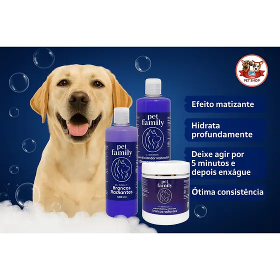 Kit Iluminado Pet Family Shampoo e Condicionador Branqueador 500nl e Mascara Matizadora 500g