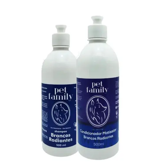 Kit Shampoo Branqueador e Condicionador Branqueador 500ml Pet Family Cães e Gatos