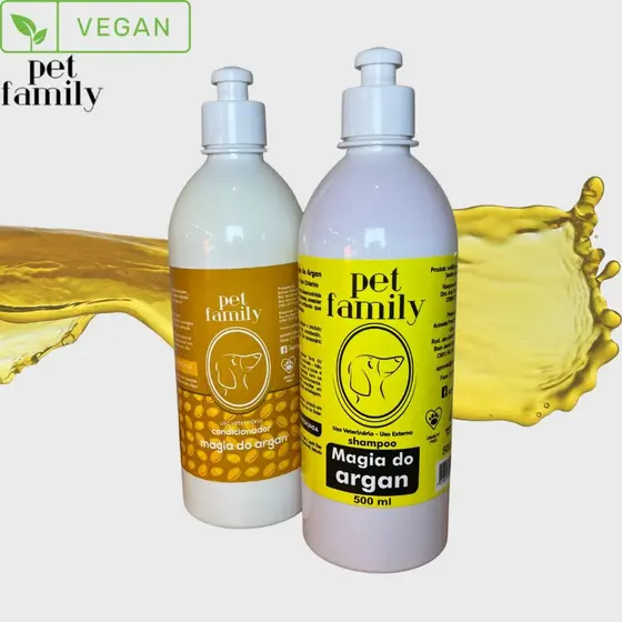 Shampoo Argan + Condicionador Argan Kit Restauração Profunda Pet Family 500ml