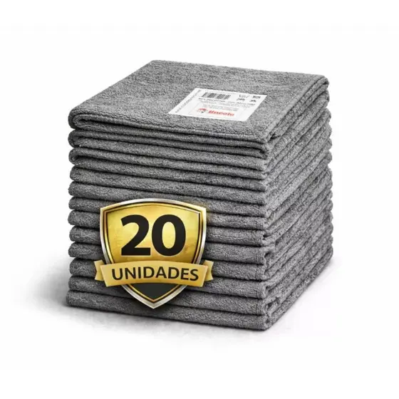 KIT TOALHAS DE MICROFIBRA 30x30 CINZA – 10, 20 OU 50 UNIDADES