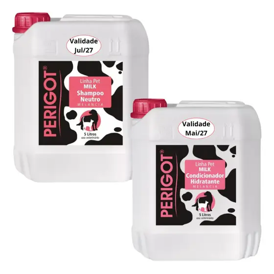 Kit Shampoo e Condicionador Neutro Melancia 5L Perigot Pet Cães Gatos