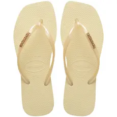 Havaianas Slim Square Logo Metallic Chinelo Feminino Ponta Quadrada Elegante e Confortável