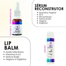Kit Sérum de Sobrancelhas e Cílios + Lip Balm Vegano e Orgânico - AMATE