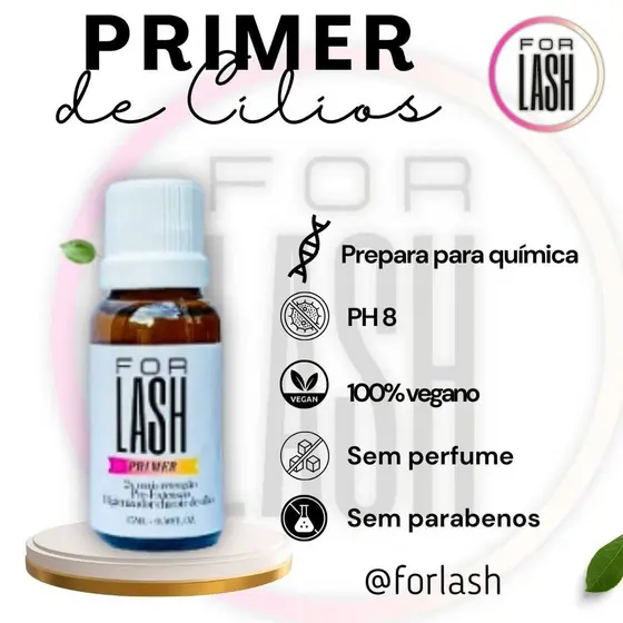 Primer Preparador para Extensão de Cílios, Lash Lifting (2x+retenção)  -  Linha For Lash