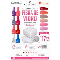 Kit Cuticare Esmalte em Gel + Seda de Fibra de Vidro para Alongamento de Unhas