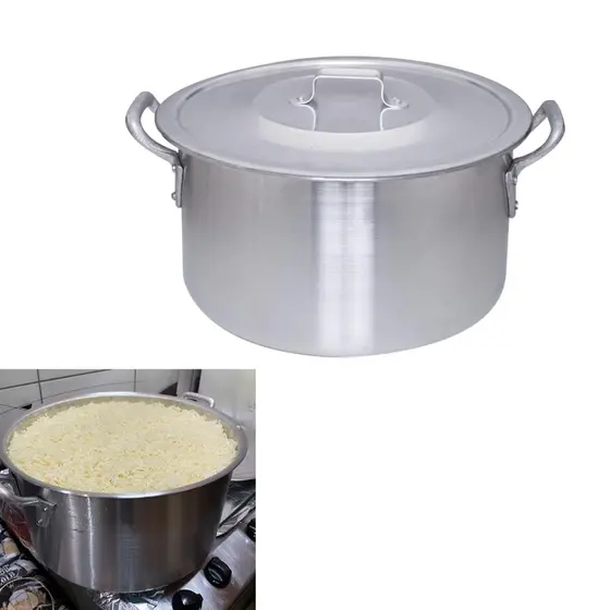 Panela Cacarola em Aluminio Reforcado N 34 Cabe 5 kg de Arroz - Para Industria Hotel Restaurante Capacidade 15 Litros