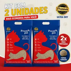 Kit 2 Areia Higiênica para Gatos Ultra Dry Presti Pet 8kg