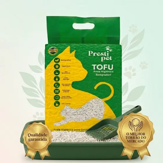 Areia Higiênica de Tofu Para Gatos Biodegradável Controle Odor 2,5kg
