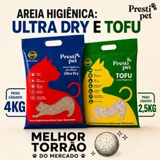 Areia Higiênica Presti Pet Biodegradável / Natural de Tofu ou Ultra Dry