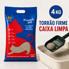 Areia Higiênica para Gatos Ultra Dry 4kg Forma Torrão Firme Controle de Odores Presti Pet