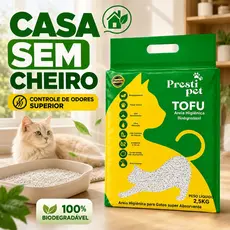 Areia Higiênica Tofu Presti Pet Para Gatos Sem Cheiro Biodegradável Aglomerante Sem Pó 2,5kg