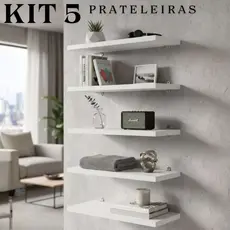 KIT 5 Prateleiras MDF 100% Decoração Sala Quarto Banheiro Cozinha Nicho Acabamento Impecável