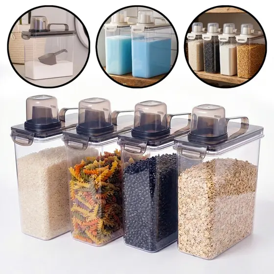 Kit 4 Dispenser Multiuso Pote Hermético Porta Mantimento Sabão Liquido Amaciante