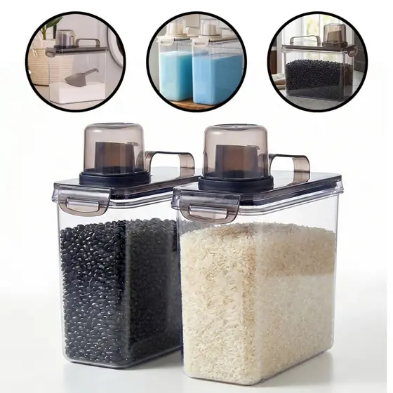 Kit 2 Dispenser Multiuso Pote Hermético Porta Mantimento Sabão Liquido Amaciante