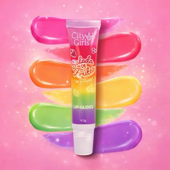 Lip Gloss City Girls Salada de Frutas Hidratante com Vitamina E