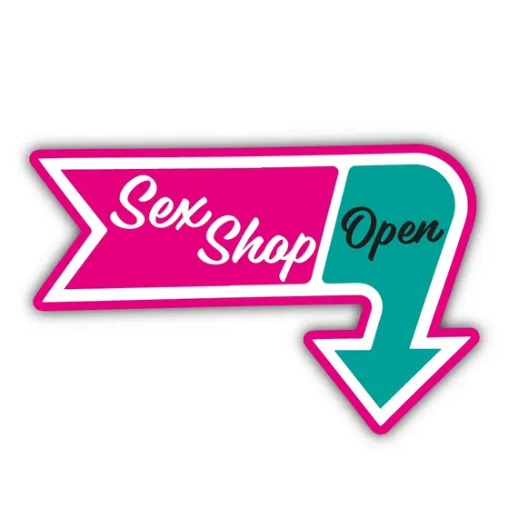 Placa Quadro Flecha Sex Shop Open - Decoração