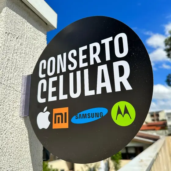 Placa Dupla Face Uso Externo - Conserto Celular Marcas