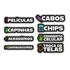 Kit Placa Quadro Preto Assistência Celular