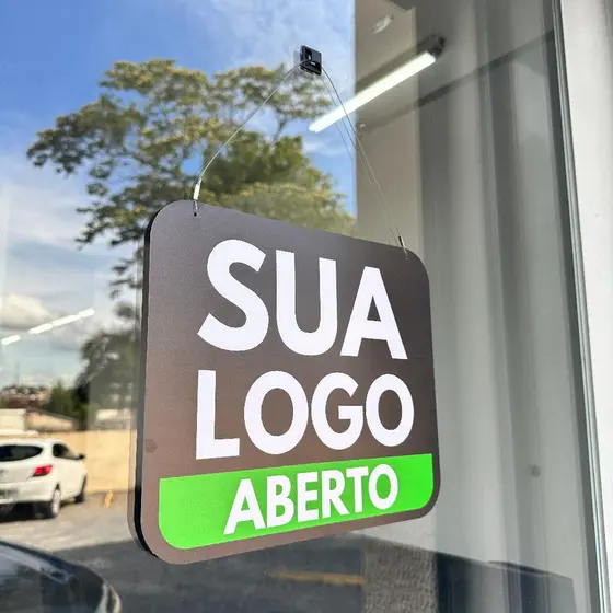 Placa Dupla Face Aberto e Fechado - Sua Logo