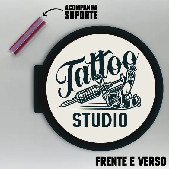 Placa Dupla Face Uso Externo - Tattoo Studio