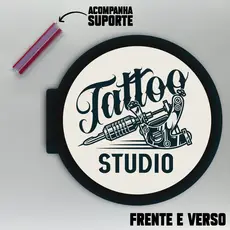 Placa Dupla Face Uso Externo - Tattoo Studio
