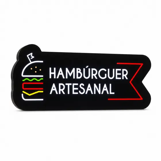 Letreiro Luminoso Hambúrguer Artesanal - Decoração Burger