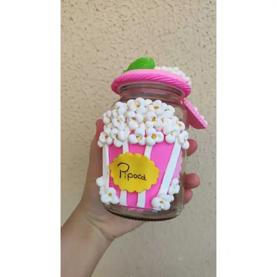 Pote de Pipoca Decorado em Biscuit