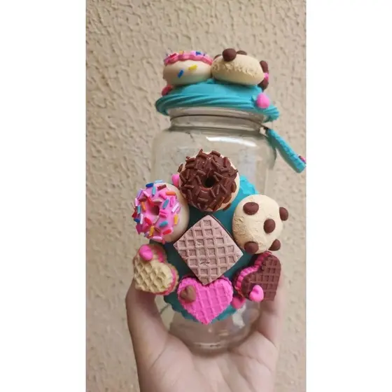 Pote de Biscoitinhos Decorado em Biscuit Cantinho do Café