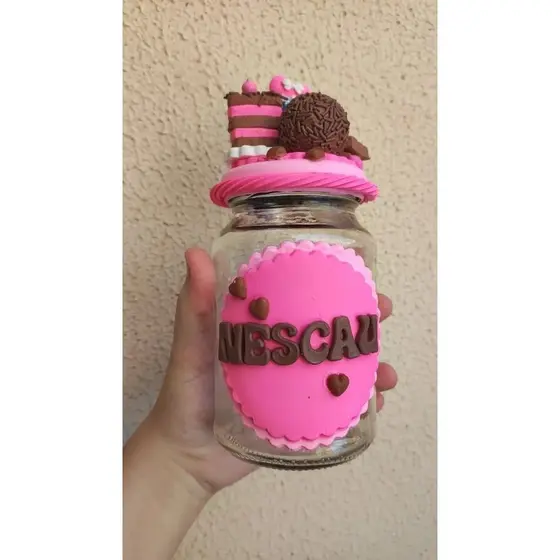 Pote de Nescau Decorado em Biscuit Cantinho do Café