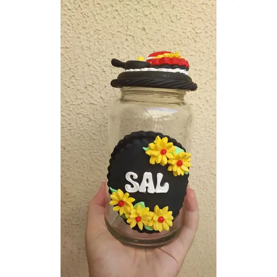 Pote de Sal Decorado em Biscuit