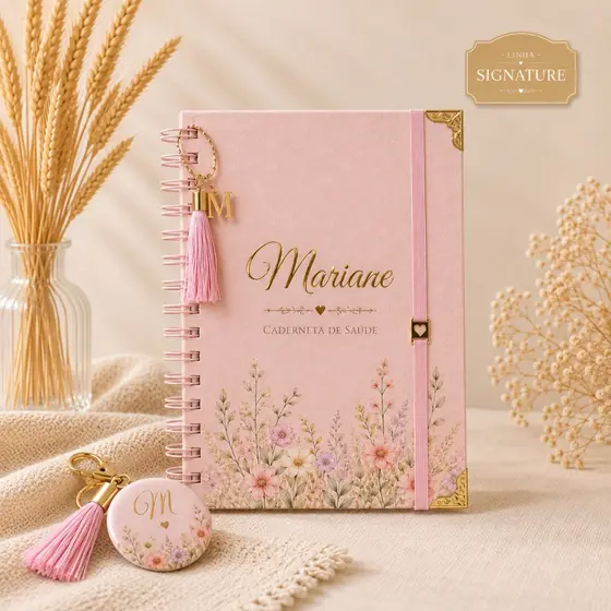 Caderneta de Vacinação do Bebê Personalizada com Nome Linha Signature Hot Stamping