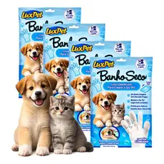 Banho A Seco Pet Luva Descartável Umedecida Com 12 Unidades Cães e Gatos