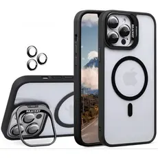 Capa Transparente Magsafe com Suporte de Câmera e Película de Lente para iPhone 13 14 15 16 17 Pro Max e Air