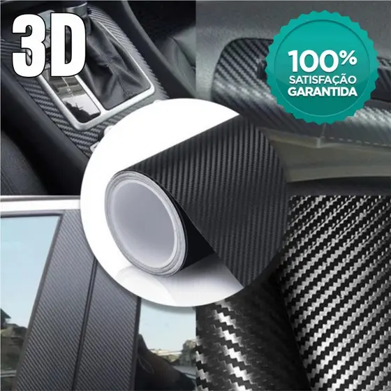 Envelopamento Fibra Carbono Preto- 1mx30cm Para Coluna Carro