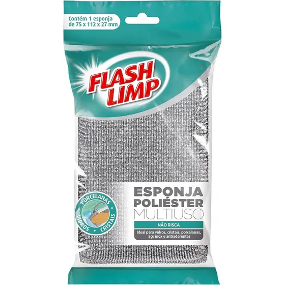 Flash Limp Kit Com 10 Esponjas Multiuso Poliéster Limpa Sem Riscar