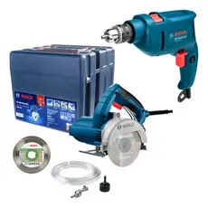 Kit Bosch 220V Serra Mármore GDC 151 + Furadeira GSB 450 RE + Disco + Kit Refrigeração + Maleta
