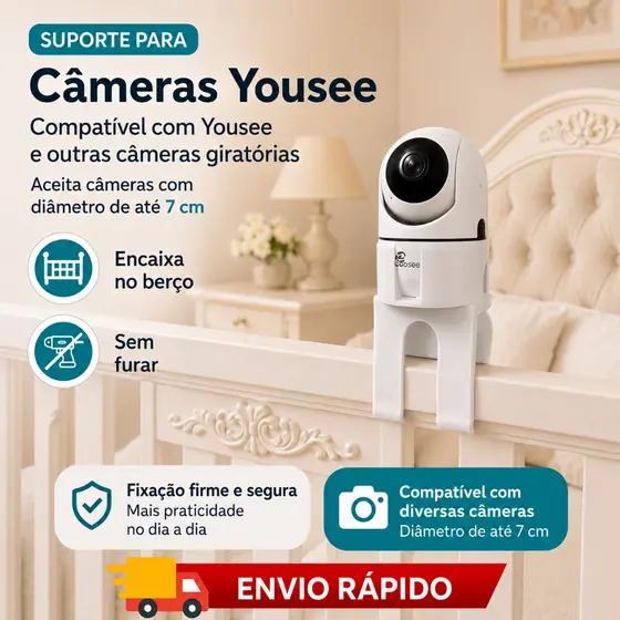 Suporte Babá Eletrônica Giratoria 360 Yousee e outras para berço