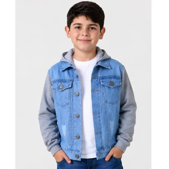 Jaqueta Jeans Infantil Juvenil unisex 1 ao 16