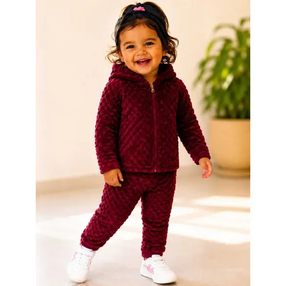 Conjunto Infantil Menina Plush  Pipoquinha Com  Touca Calça e Blusa  Inverno Quentinho