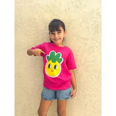 Camiseta Rosa Infantil e Adulto Sara 3 Palavrinhas  Estampa Abacaxi Divertido