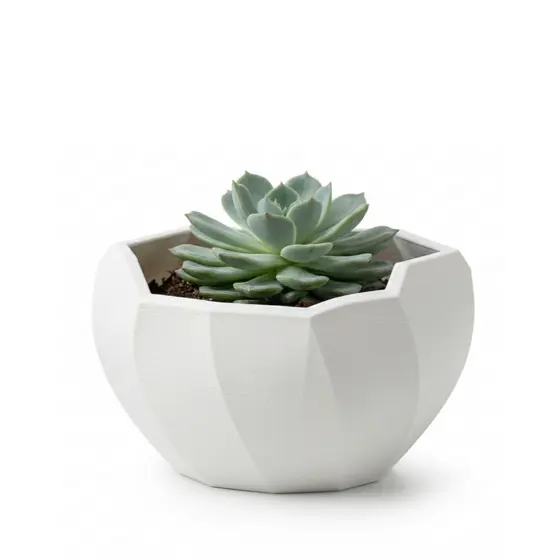 Vaso Decorativo Hexagono 11 ou 20 cm Branco Moderno
