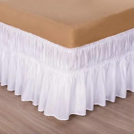 Saia box branca microfibra solteiro ajustável com 2 elástico para cama box