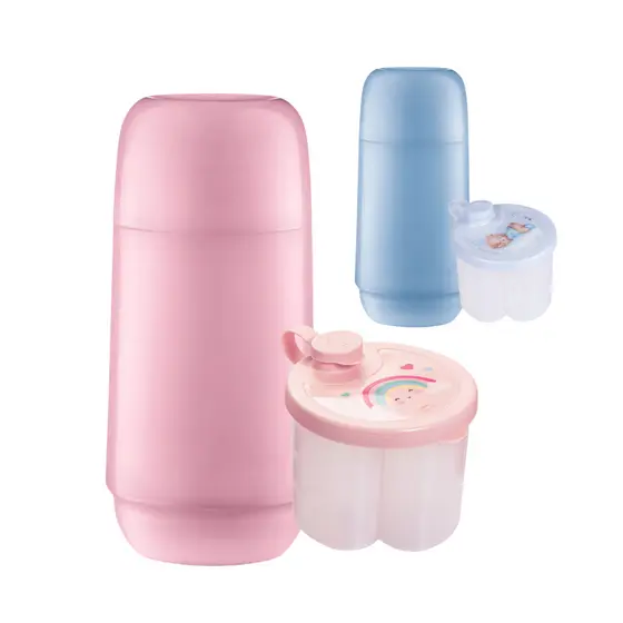 Conjunto Garrafa Térmica Infantil + Pote Dosador Com Divisórias Kit Passeio Sanremo