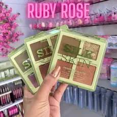 Paleta Contorno Iluminador Blush Cintilante Marmorizado Perfect Pallette Silk Skin - Ruby Rose