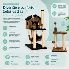 Kit Arranhador 2 Bases e Casa com Rede Sisal para Gato