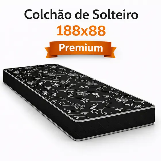 Colchão de Solteiro D20 188x88x12 Selo Inmetro 100% Espuma Poliéster Antialérgico e Antiácaro
