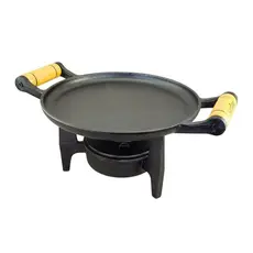 Chapa E Fogareiro De Ferro Fundido Bifeteira Bistequeira Rechaud Para Porção A Álcool Frigideira