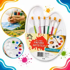 Kit Para Pintura Artística Paleta Godê + 6 Pincéis Retos Artesanato Ateliê Artes Pintura De Rosto